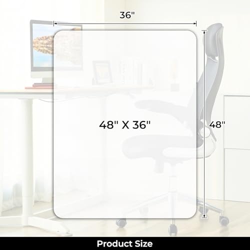 Chair Mat for Hard Floors, Computer Gaming Rolling Desk Chair Mat for Tile Floor, Small Floor Protection Mats for Home and Offic (Transparent, 48" x 36" Rectangle) - size: 48" x 36" Rectangle (1pc)