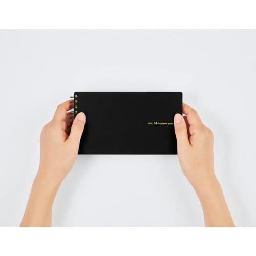 Maruman Mnemosyne Grid Notebook- Horizontal 3.94" x 7.09" Layout, 80 Sheets / 160 Pages, 5mm Graph Paper Journal, Perforated Pages & Wire-Bound to Lay Flat, Black, Made in Japan - size: Long (3.94" x 7.09")
