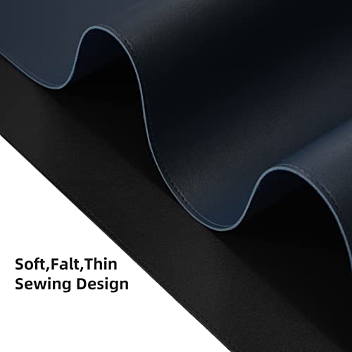 Wolaile PU Leather Desk Pad Blotter,Navy Waterproof Office Desktop Mat for Men,36x17in Non-Slip Large Mouse Pad/Writing Protector/Desk Accessories - color: Navy Blue