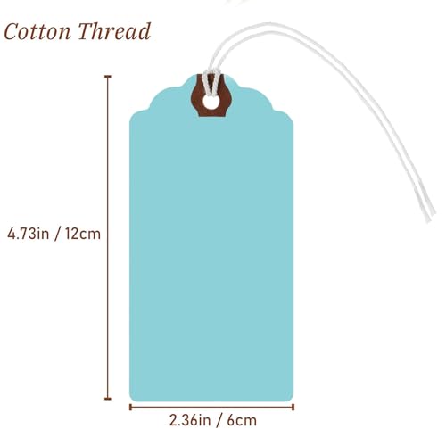 Outus 60 Pcs 4 3/4-in x 2 3/8-in Blank Large Paper Gift Tags with String and Reinforced Eyelet Wire Writable Price Tags Shipping Labels Inventory Labels(Gradient Blue) - color: Gradient Blue, size: Solid Style