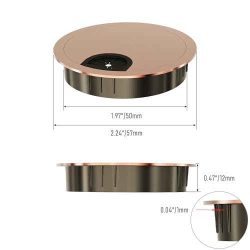Desk Grommet 2 Inch 50mm, Zinc Alloy Computer Desk Wire Hole Cover, Office Desktop Cord Cable Hole Metal Ring, Red Bronze - size: 2" Red Bronze