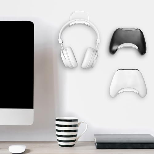 Wonderjune 30 Pcs Headphone Hanger Holder Desk Adhesive Headphone Hook Graduation Wall Hook Mount Strong Universal Acrylic Holder Hooks for General Purpose Game Earphone Controller(Clear) - color: Clear
