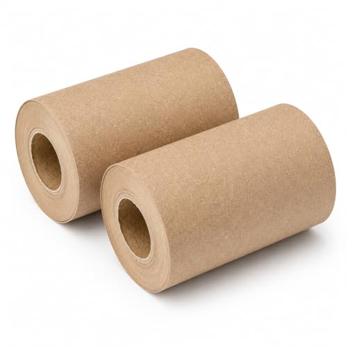 Lansber 2 Pack Khaki Gray Paper Roll Refills for Vintage Memo Board – Tearable Notepad Replacement Paper, Retro Writing Pad Refill for Wall Mounted Clipboard, Notes, Menu, Home Office - style: Khaki Gray Refill – 2 Pack