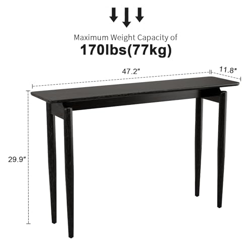 AQIMUELE Wood Console Table Black Entryway Table, Thin Console Table, Sofa Tables for Living Room (47.2'') - color: Black, size: 47.2"W x 11.8"D x 29.9"H