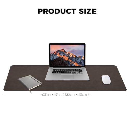 XXLarge Gaming Desk Pad with Stitched Edges - Waterproof Writing Pad Leather Mouse Mat, Non-Slip Base Desk Mat for Office/Home 47"x17" XXL Dark Coffee - color: Dark Coffee, size: 47" x 17"