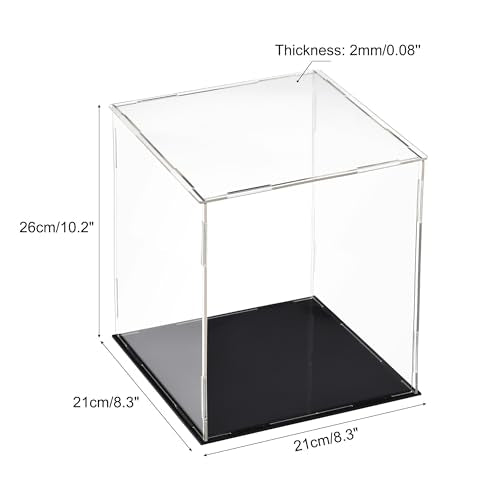 uxcell Acrylic Clear Display Case Box Dustproof Protection Showcase Cube Collectibles Show Box 7.9x7.9x9.8inch - size: 7.9x7.9x9.8inch