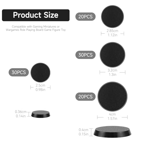 100Pcs Plastic Model Miniature Bases 28.5mm 32mm 40mm,4mm/0.16 Thick Circular War Figure Display Stands For Gaming Miniatures or Wargames Role Playing Board Game Figure Toy(100PCS-25&28.5&32&40mm Mix Black) - color: 100PCS-25&28.5&32&40mm Mix Black