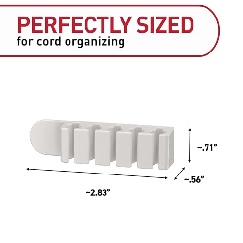 Command 5-Cord Clip Organizer, 4 Clips and 8 Medium Strips, White, 1 Clip Holds up to 5 Charding Cords, Great for Damage-Free Electronics Organization Under Desk or Wall Mount - color: White