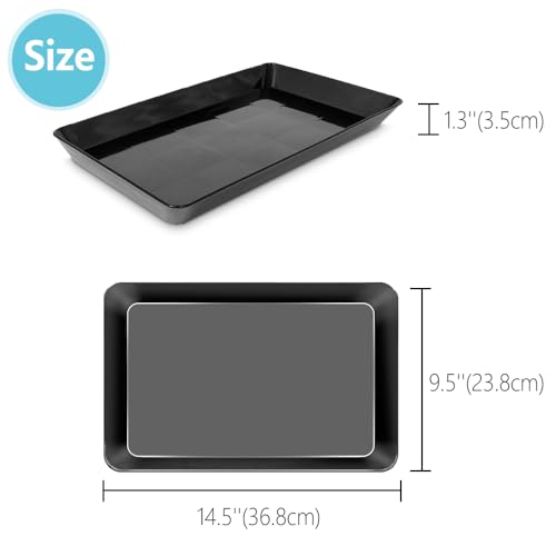 Serving Tray Platter, 3 Pcs Food Tray for Veggie Fruit Snack Dessert Cookie Cheese, Food Trays for Party Supplies Display, Plastic Platters for Serving Food, Large Trays, BPA Free - color: Black, size: 14.5'' x 9.5'' (3 Pack)