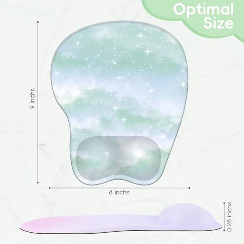 Mouse Pad with Wrist Rest Ergonomic Mouse Pad with Comfortable M-Shape Pain Relief Wrist Support Non-Slip PU Base Mousepad for Laptop, Office & Home (Fresh Forest) - color: Fresh Forest