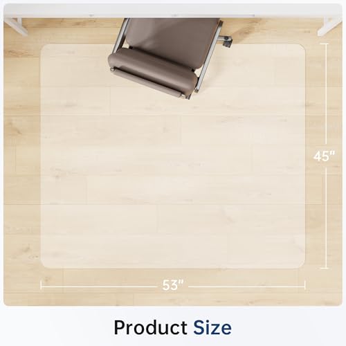 Office Chair Mat for Hardwood Floor - 45 x 53'', Transparent Computer Desk Chair Mat Easy Glide Floor Protector Mat for Rolling Chairs Office & Home - color: Clear, size: 45'' x 53'' Rectangle