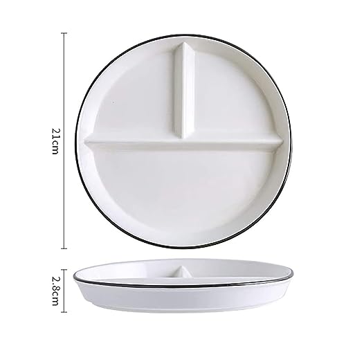 SOCOSY Ceramic 3-Compartment Portion Control Plate Divided Dish Platters, Divided Dessert Plate Salad Plate Dinner Plate Snack Dishes, Appetizer Serving Trays, 1 PCS-Couple Cats-8 Inch - color: Couple Cats