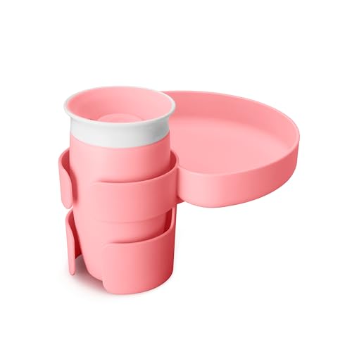 Munchkin Carseat Tray with Miracle 360 Sippy Cup for Toddlers 1-3 - Travel & Road Trip Accessory for Kids, Mess-Free Snacking and Spill Proof Drinking in The Car, Pink - color: Pink