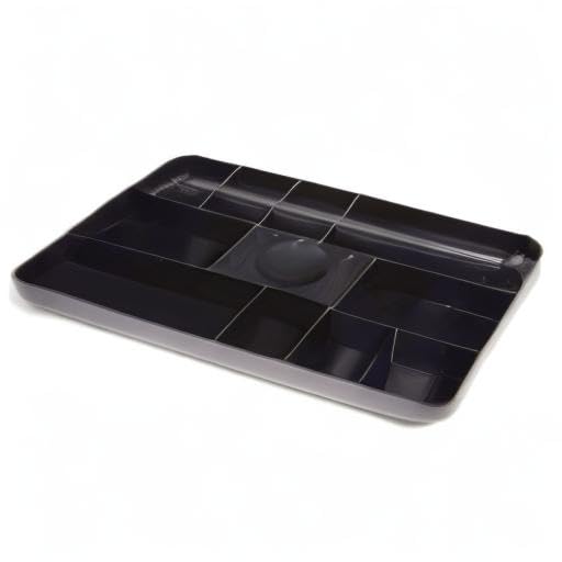 1InTheOffice Desk Drawer Organizer Tray, 13-Compartment Office Desk Drawer Organizer Black
