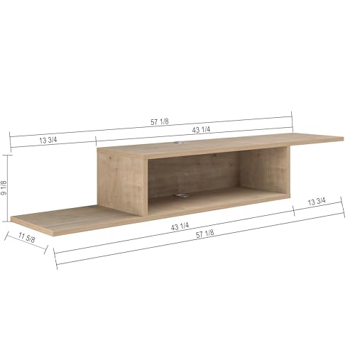 Atelier Mobili Floating TV Stand for Up to 65 Inch TVs – Wall Mounted Floating Shelf for Under TV, Entryway Organizer & Bedroom Vanity – Multi-Purpose Storage & Display Console (Oak, 57INCH) - color: Oak, size: 57INCH