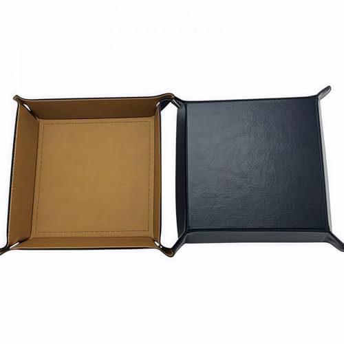 Valet Tray Desktop Storage Organizer, Vegan Leather Catchall Tray Bedside Vanity Tray Nightstand Caddy Holder for Remote Controller, Watch, Keys, Phone, Wallet, Sunglasses, Jewelry, Khaki - color: Khaki