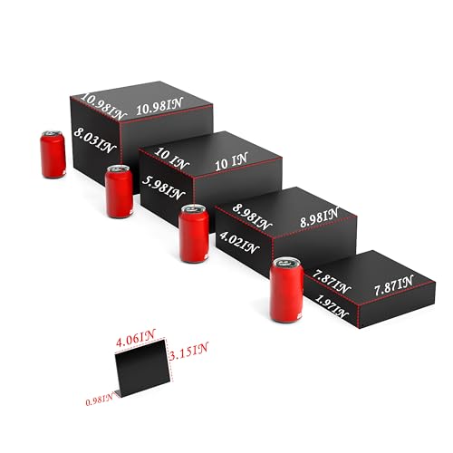 Metal Buffet Risers,4PCS OVERSIZED Food Risers for Buffet Table 8''X9''10''X11''Display Stand with Mini Acrylic Signs for Catering Dessert Collectibles Jewelry Figures Show Matte Black Cube Boxes Nesting Risers with Hollow Bottoms - color: Matte Black, si