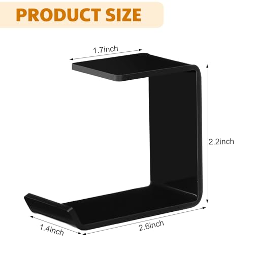 Weysat Under Desk Headphone Hook Hanger Purse Hook for Table with Adhesive Tape Acrylic Hanger Under Desk Mount for Most Headphone Purse Umbrellas(Black,6 Pcs) - color: Black
