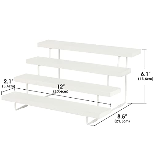 JACKCUBE Design Riser Display Shelf Stand, 4 Tier White Display Step for Amibo Funko POP Figures, Perfume, Nail Polish, Shot Glasses, Collectibles Organizer Wooden Stand Shelf for Decoration- MK921A