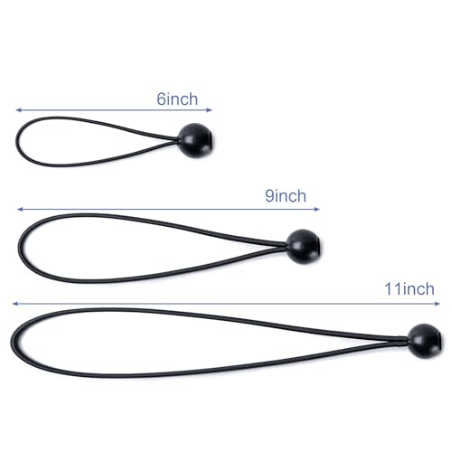 30 Pack Ball Bungee Cord, 9 Inch Heavy Duty Bungie Cord Balls Canopy Tarp Tie Down Bungee Balls for Camping, Tents, Cargo,Holding Wire and Hoses, Patio Umbrellas, Awning (Black) - color: Black, size: 9 Inch