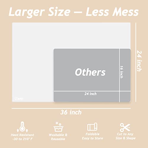 Extra Large Silicone Mat 36" x 24" Place Mats, Heat Resistant Mat for Kitchen Countertop Protector, Thick Placemats Silicone Mats for Kitchen Counter Mat Dining Table Mat, White Translucent, Sapid - color: White Translucent, size: 36" x 24"