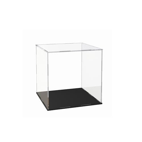 Acrylic Display Case 7x7x7 Inch, Clear Collectible Display Box with Matte Black Base, Dustproof Showcase for Figures, Models, Sports Memorabilia – Easy Self Assembly - size: 7 x 7 x 7 inch