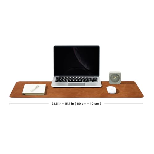 Distressed Leather Desk Mat - Non-Slip PU Desk Pad for Office and Home - Desk Organization and Accessories - Ideal for Large Mouse Pad and Desk Mats on Top of Desks(Tan,31.5"x 15.7") - color: Tan, size: 31.5" x 15.7"