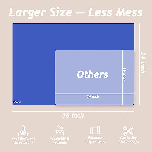 Extra Large Silicone Mat 36" x 24" Place Mats, Heat Resistant Mat for Kitchen Countertop Protector, Thick Placemats Washable Silicone Mats for Kitchen Counter Mat Dining Table Mat, Dark Blue, SAPID - color: Dark Blue, size: 36" x 24"