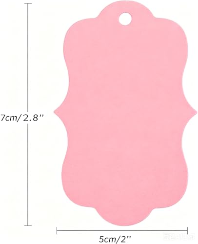 G2PLUS 100PCS Pink Paper Gift Tags with String, 2.8x2 in Blank Hang Tags, Wedding Favor Tag, Present Name Label Tag for Gift Wrapping, Pricing, Mother's Day, Valentine's Day Party Favors - color: Pink