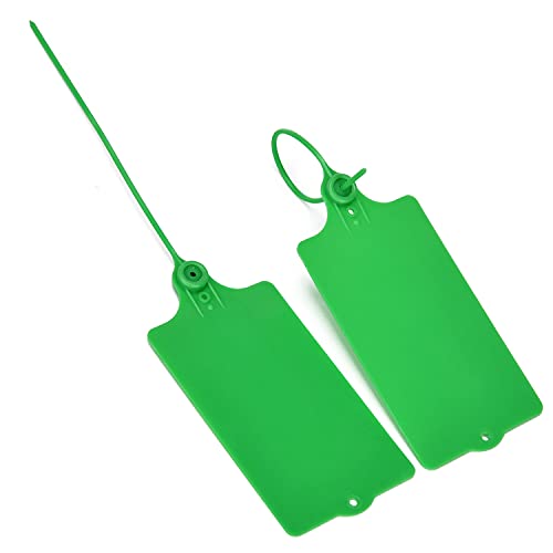 100 Plastic Tags Shipping Tags Water Proof Tags for Labeling Shipping Labels Security Seals Writable Marker Ties Hanging Tags Storage Tag with One Marker Pen (Green) - color: Green