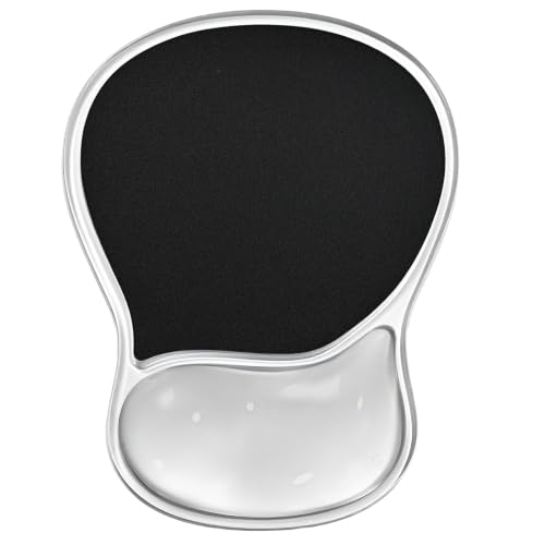EooCoo Ergonomic Waterproof Mouse Pad with Gel Wrist Rest Support | Middle Concave Design, Leather Mouse Pad Surface, Relieve Wrist Pain, Computer Office Desk Accessories - color: Transparent Black