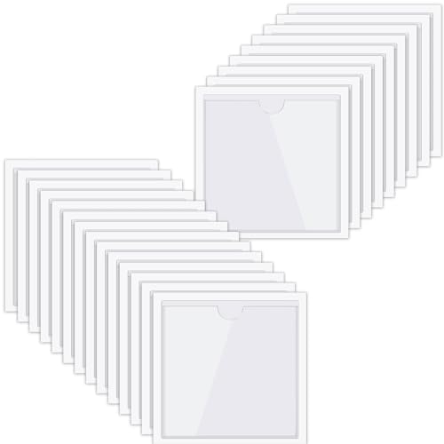 30 Pack Self-Adhesive Index Card Pockets with Top Open for Loading - Ideal Index Card Holder for Organizing and Protecting - Crystal Clear Plastic(6 x 6 Inches) - size: 6 x 6 Inches