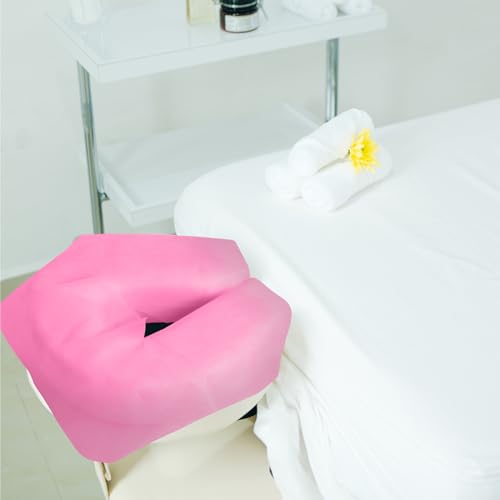 200 Pieces Disposable Face Cradle Covers Massage Headrest Covers for Massage Tables and Massage Chairs Beauty Spa Salon Bed, 11.8 x 15.7 Inches (Pink) - color: Pink