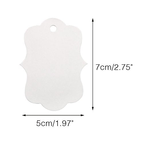 G2PLUS Blank Gift Tags with String, 100PCS White Paper Hang Tags, 2.8x2 in Hanging Price Tag, Wedding Favors Tag for Gift Wrapping, DIY Arts & Crafts, Christmas, Merchandise - color: White