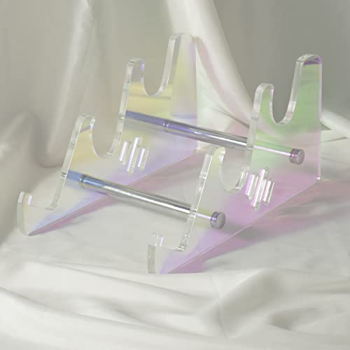 3-Tier Acrylic Keyboard Display Stand, Colorful Clear Keyboard Storage Holder, Mechanical Keyboard Collection Holders Rainbow Desk Accessories