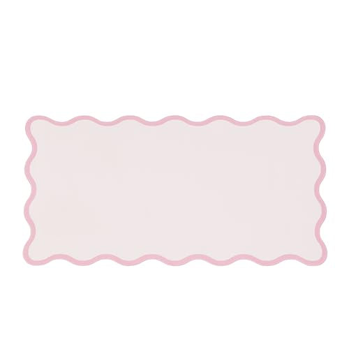 Pink Scalloped Desk Mat, 31.5" x 15.7", PU Leather, Waterproof Anti-Slip, Cute Aesthetic Desk Pad for Office/Home/Game/Vanity Large - color: Pink