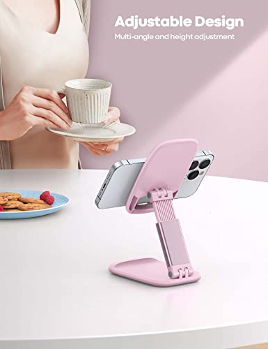 Lamicall Pink Phone Holder, Desk Accessories - Rose Gold Pink Office Cell Phone Holder, Desktop, Office Desks Accessories, Desk Decor Gifts for Women, for Mothers Day, 4-8'' Telephone Stand - color: Pink