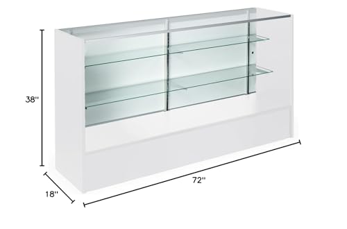 Only Hangers Full Vision Display Showcase with LED Lights, 72" Wide or 48" Wide- Available in Black, Maple, and White (White with LED Lights, 72") - color: White With Led Lights, size: 72"