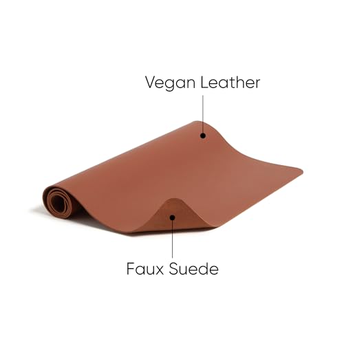 Smead Desk Pad, Vegan Leather Desk Mat with Non-Slip Faux Suede Backing, Perfect Desk Organizer for Office Decor, 36” x 17” Large, Saddle (64827) - color: Brown, size: 17" x 36"