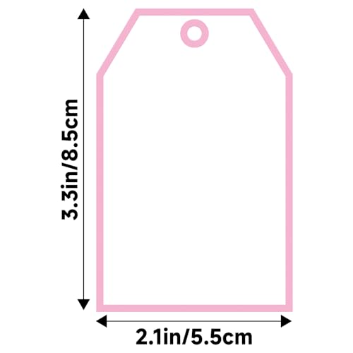 G2PLUS Gift Tags with String 100PCS: White Blank Gift Wrapping Tag 3.3x2.2 in Pink Paper for Birthday Wedding, Baby Bridal Shower, DIY Craft - style: Pink Single Border
