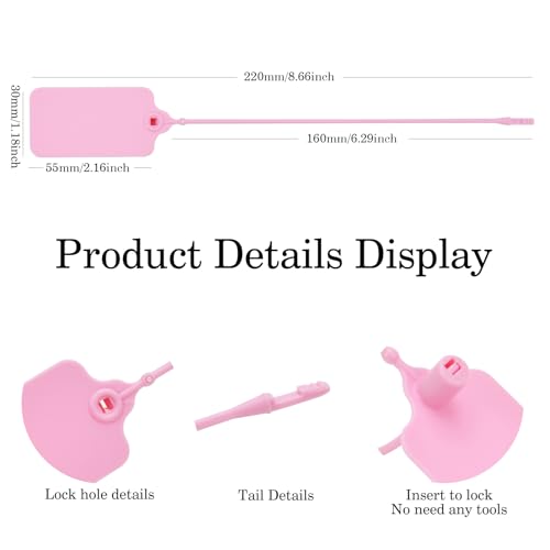 50pcs Luggage Tags Plastic Seals Shipping Label Logistics Sign Tie Bag Tag, Sealing Storage Multi Purpose Name ID Tag with Marker for Suitcases, Backpack, Schoolbag, Car Key (Pink) - color: Pink, size: 50pcs