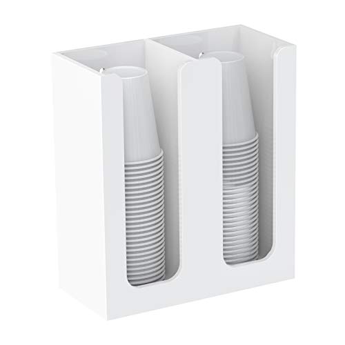 Richboom Acrylic Coffee Cup and Lid Storage Organizer Holder, 2 Compartments, White - color: White