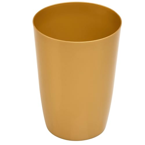 Mini Waste Basket - Durable Small Plastic Garbage Trash Can Bin - Lidless Open-Top, Slim Profile for Compact Spaces - Suitable for Home, Bathroom, Office, Bedroom, Kitchen and More, Soft Brass - color: Soft Brass