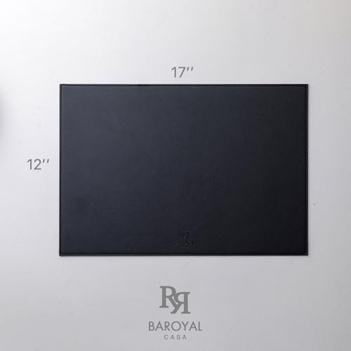 Baroyal Faux Leather Placemats Set of 6 Vinyl Washable Wipeable Table Mats for Kitchen Dining Table Heat Resistant Waterproof Modern Indoor/Outdoor Placemats Non-Slip Easy Clean Place Mats (Black) - color: B-black