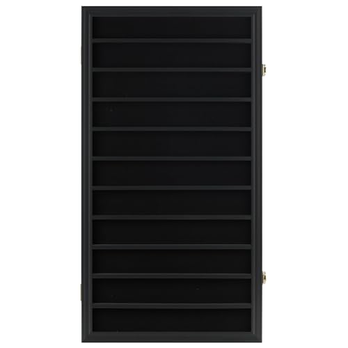 DisplayGifts Building Block Toy Minifigures Miniatures Thimble Display Case Wall Cabinet Standing Plates Included, UV Protection Door Black Finish Frame - size: X Large - Black