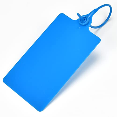 100 Plastic Shipping Tags - Waterproof, Writable, Hanging Tags with One Marker Pen (Navy Blue) - color: Navy Blue