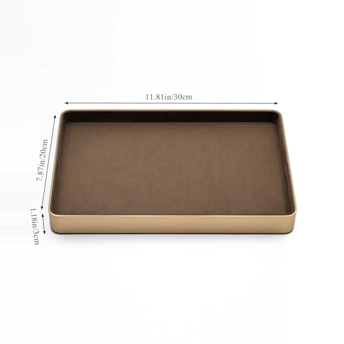 Metal Jewelry Tray, Valet Tray, Bedside Table and Desktop Organizer. It is Stackable and can be Used to Display Watches, Rings, Earrings and Bracelets(Brown) - color: Brown