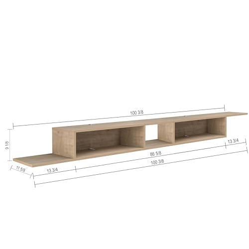 Atelier Mobili Floating TV Stand for Up to 65 Inch TVs – Wall Mounted Floating Shelf for Under TV, Entryway Organizer & Bedroom Vanity – Multi-Purpose Storage & Display Console (Oak, 100INCH) - color: Oak, size: 100INCH