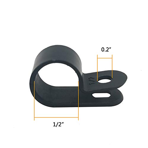 Cable Clamp R-Type Cable Clip Wire Clamp 1/2" Nylon Screw Mounting Cord Fastener Clips with Screws for Wire Management - 50 Pcs Cable Clamps + 50 Pcs Screws - size: 1/2"