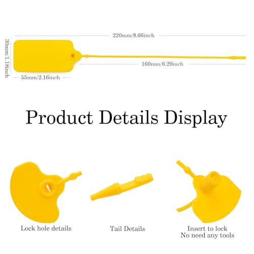 100pcs Luggage Tags Plastic Seals Shipping Label Logistics Sign Tie Bag Tag, Sealing Storage Multi Purpose Name ID Tag with Marker for Suitcases, Backpack, Schoolbag, Car Key (Yellow) - color: Yellow, size: 100pcs
